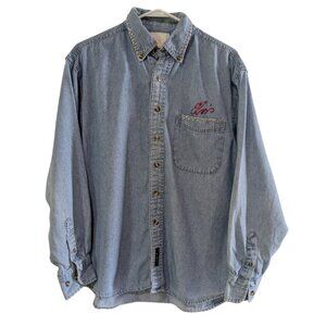 Elvis Presley's Graceland Women's Denim Button Down Shirt, Small, Cotton, 1999